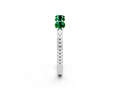White gold Five-Stone Round Emerald Prong-Set Band_20