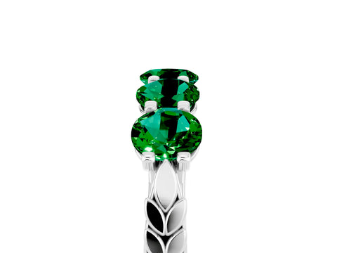 White gold Five-Stone Round Emerald Prong-Set Band_23