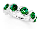 White gold Five-Stone Round Emerald Wave Band with Shared Prong Setting_7