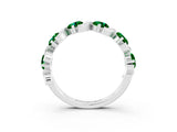 White gold Five-Stone Round Emerald Wave Band with Shared Prong Setting_9