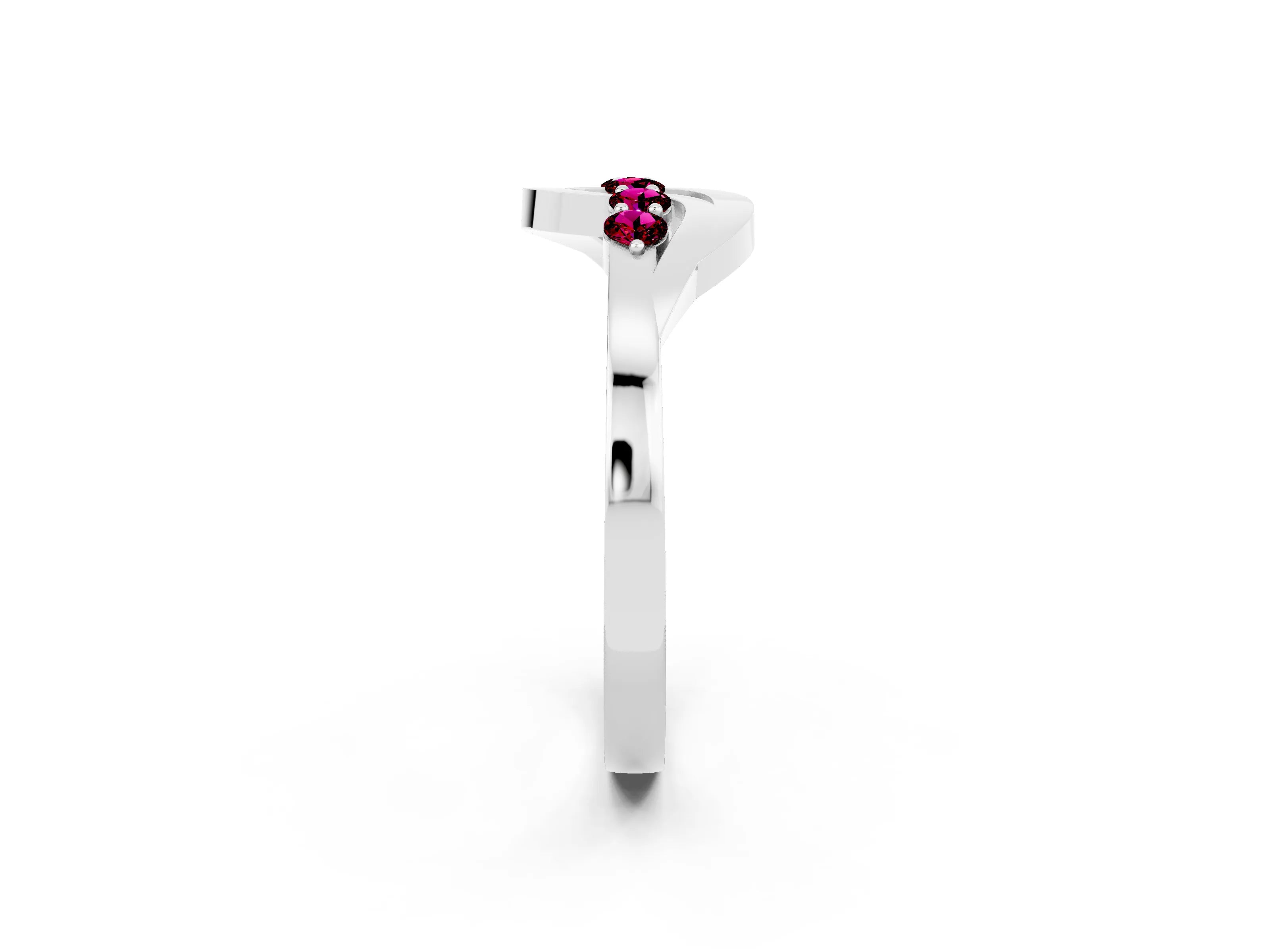 White gold Five-Stone Round Garnet Crossover Band with Prong Setting_20
