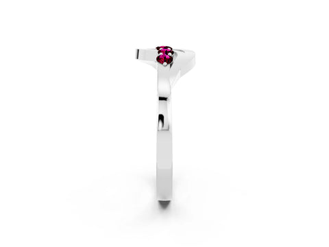 White gold Five-Stone Round Garnet Crossover Band with Prong Setting_20