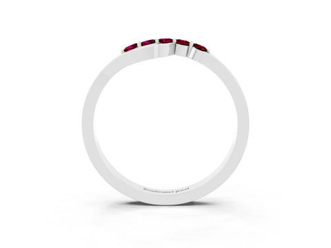 White gold Five-Stone Round Garnet Crossover Band with Prong Setting_21
