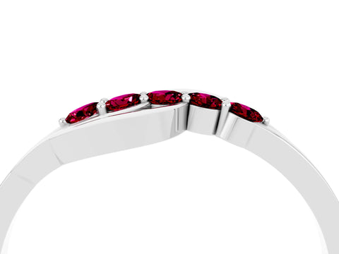 White gold Five-Stone Round Garnet Crossover Band with Prong Setting_22