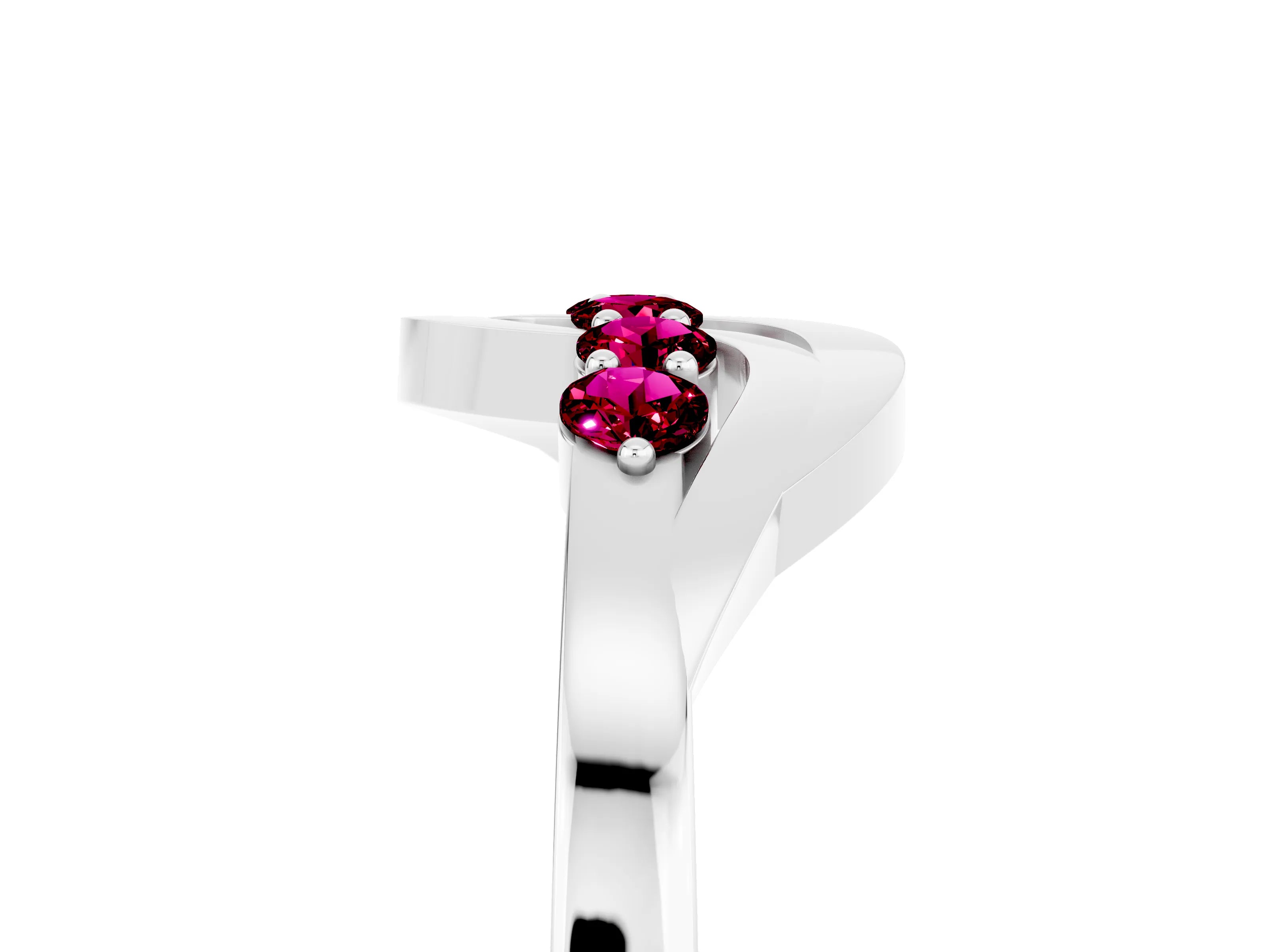 White gold Five-Stone Round Garnet Crossover Band with Prong Setting_23