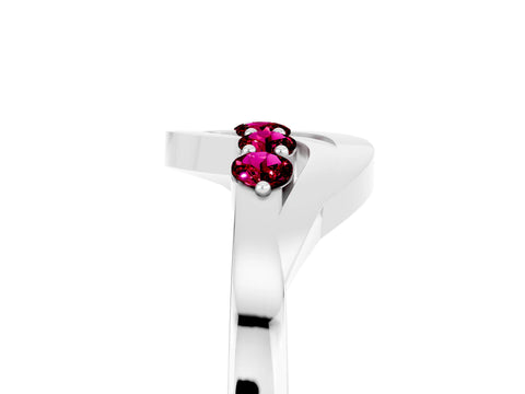 White gold Five-Stone Round Garnet Crossover Band with Prong Setting_23