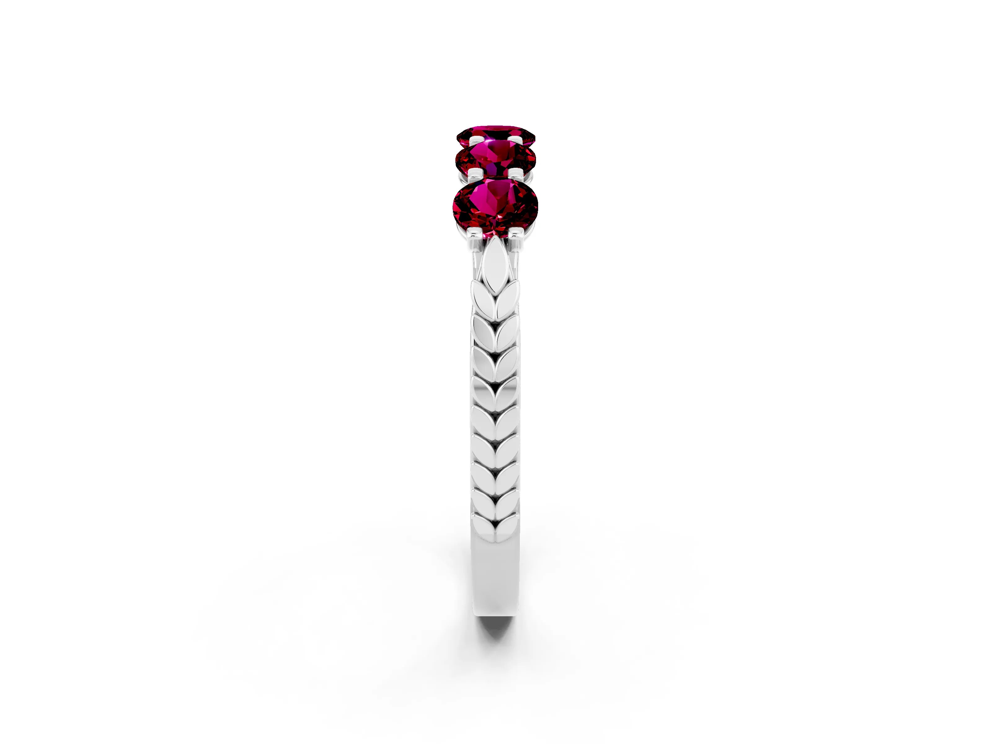 White gold Five-Stone Round Garnet Prong-Set Band_20