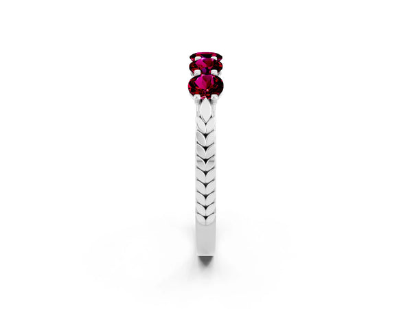Silver Five-Stone Round Garnet Prong-Set Band