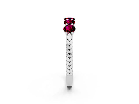 White gold Five-Stone Round Garnet Prong-Set Band_20