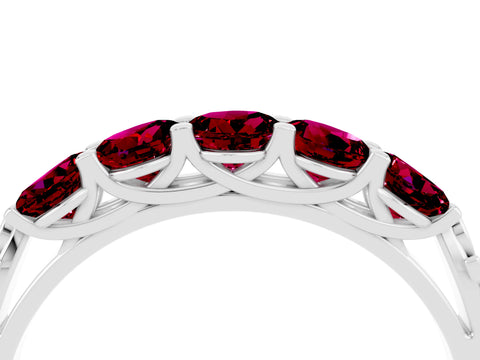 White gold Five-Stone Round Garnet Prong-Set Band_22