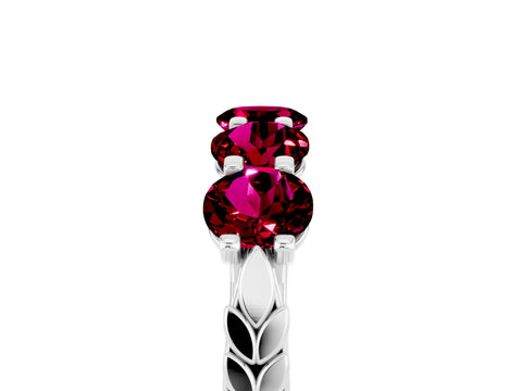 White gold Five-Stone Round Garnet Prong-Set Band_23