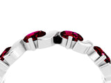 White gold Five-Stone Round Garnet Wave Band with Shared Prong Setting_10
