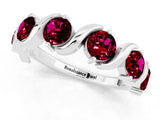 White gold Five-Stone Round Garnet Wave Band with Shared Prong Setting_7