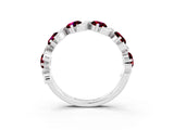 White gold Five-Stone Round Garnet Wave Band with Shared Prong Setting_9