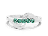 White gold Five-Stone Round Green Sapphire Crossover Band with Prong Setting_18