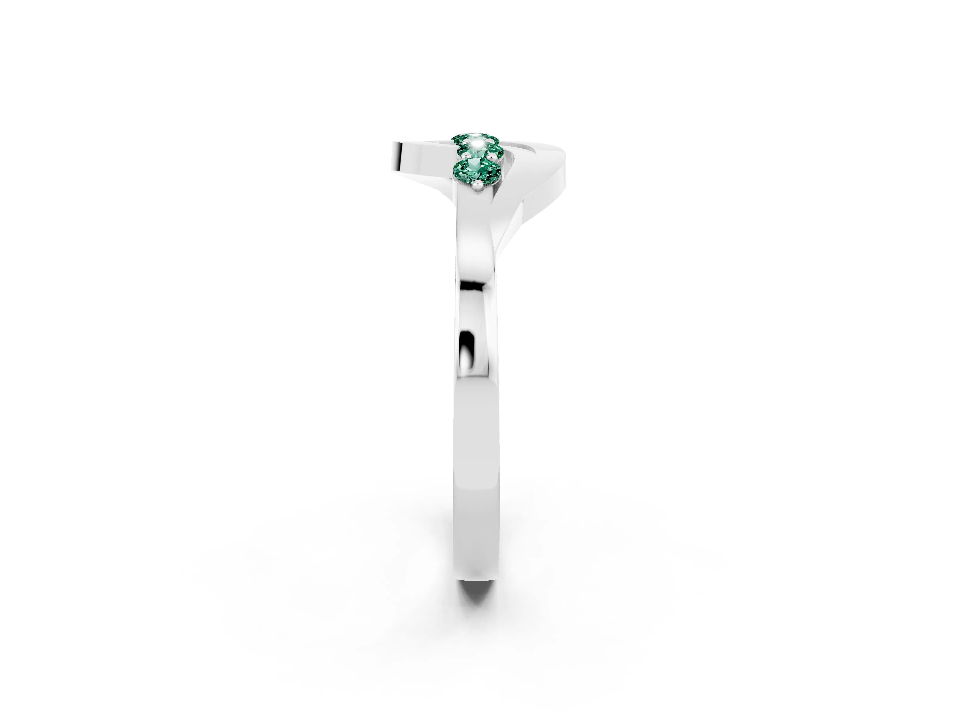 White gold Five-Stone Round Green Sapphire Crossover Band with Prong Setting_20