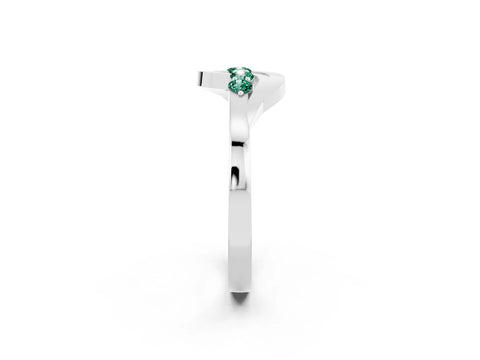 White gold Five-Stone Round Green Sapphire Crossover Band with Prong Setting_20