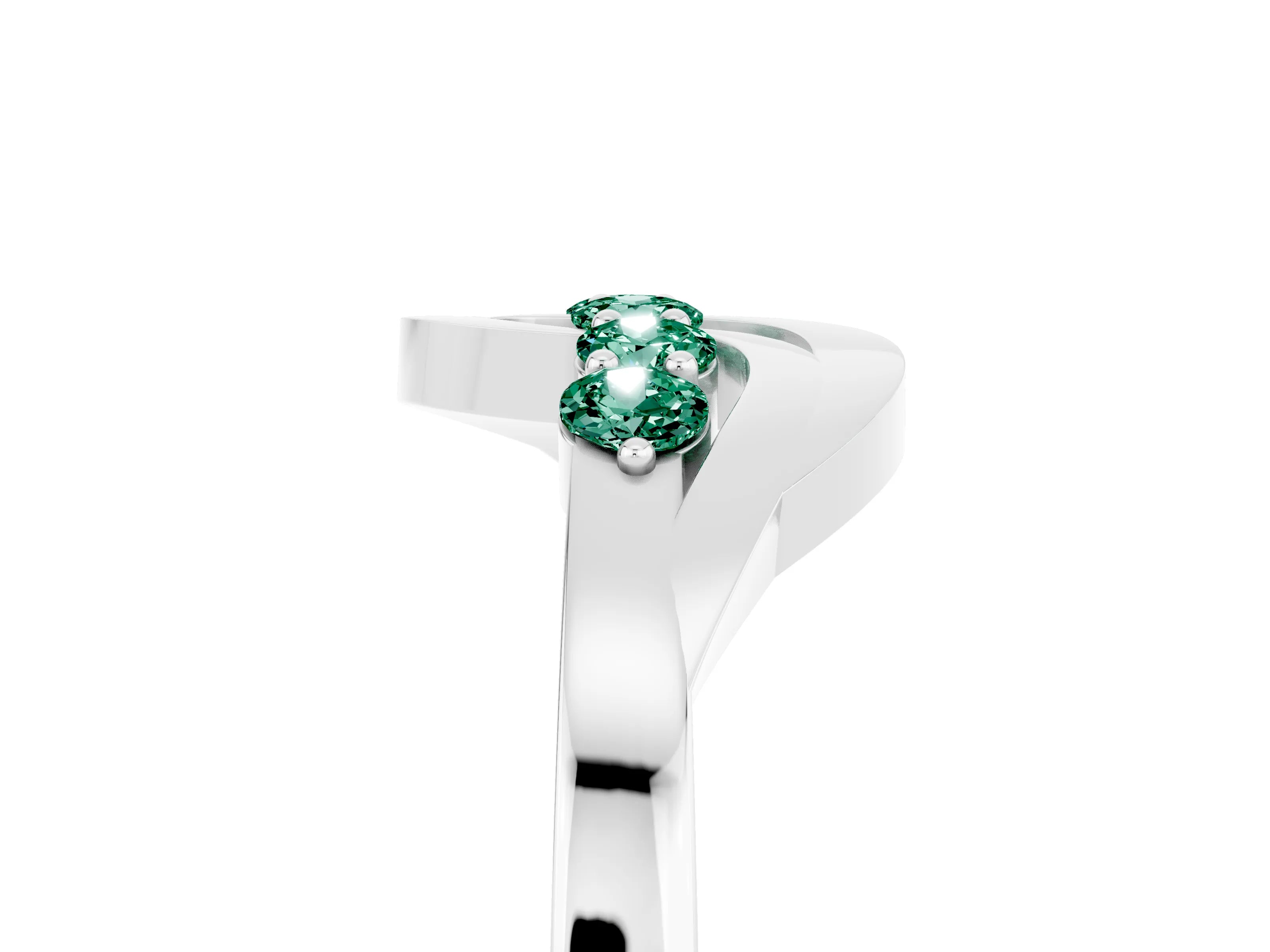 White gold Five-Stone Round Green Sapphire Crossover Band with Prong Setting_23
