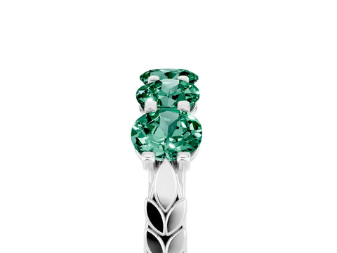 White gold Five-Stone Round Green Sapphire Prong-Set Band_23