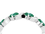 White gold Five-Stone Round Green Sapphire Wave Band with Shared Prong Setting_10