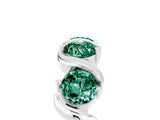 White gold Five-Stone Round Green Sapphire Wave Band with Shared Prong Setting_11