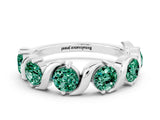 White gold Five-Stone Round Green Sapphire Wave Band with Shared Prong Setting_6