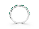 White gold Five-Stone Round Green Sapphire Wave Band with Shared Prong Setting_9