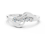 White gold Five-Stone Round Moissanite Crossover Band with Prong Setting_18