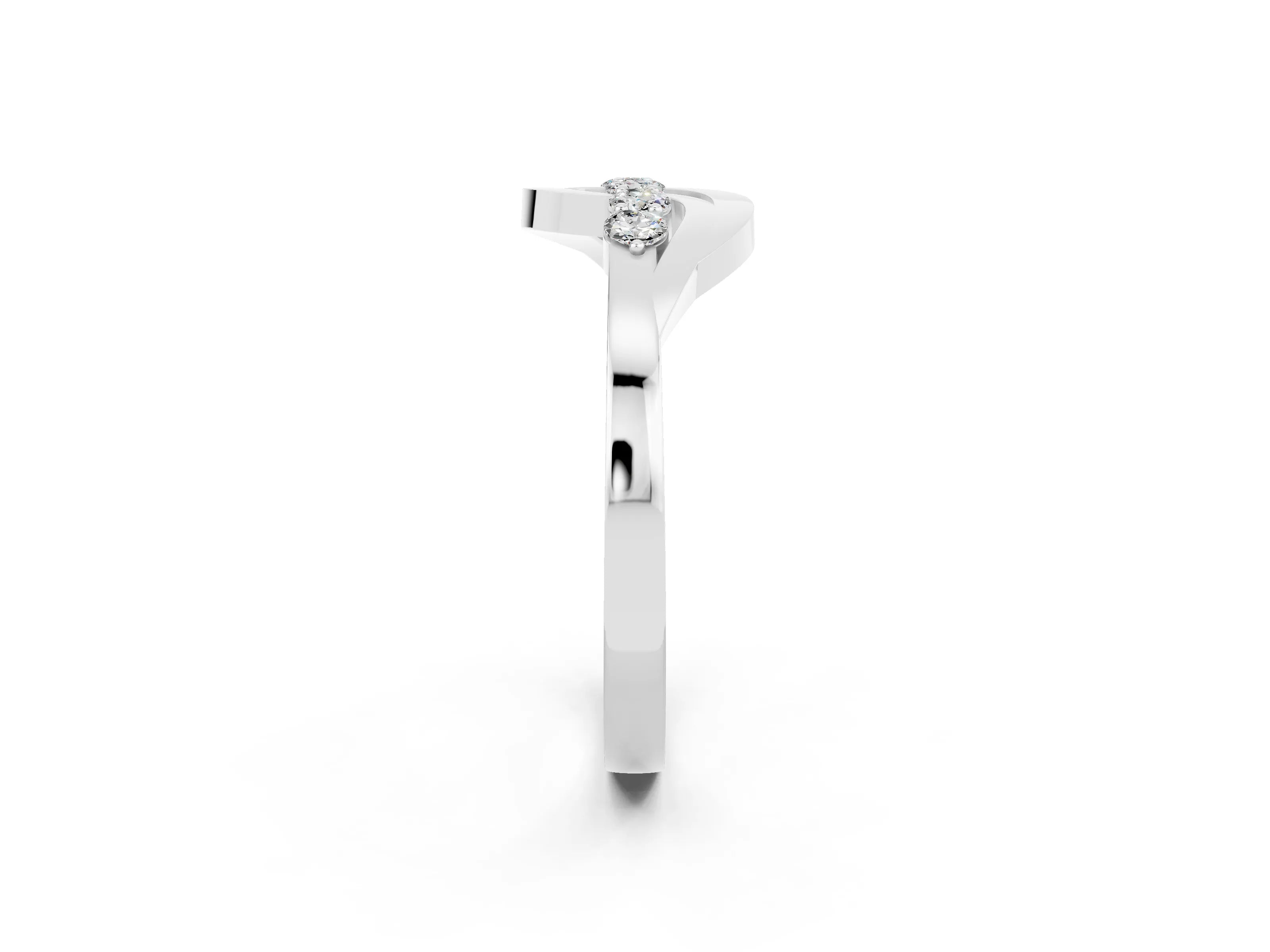White gold Five-Stone Round Moissanite Crossover Band with Prong Setting_20