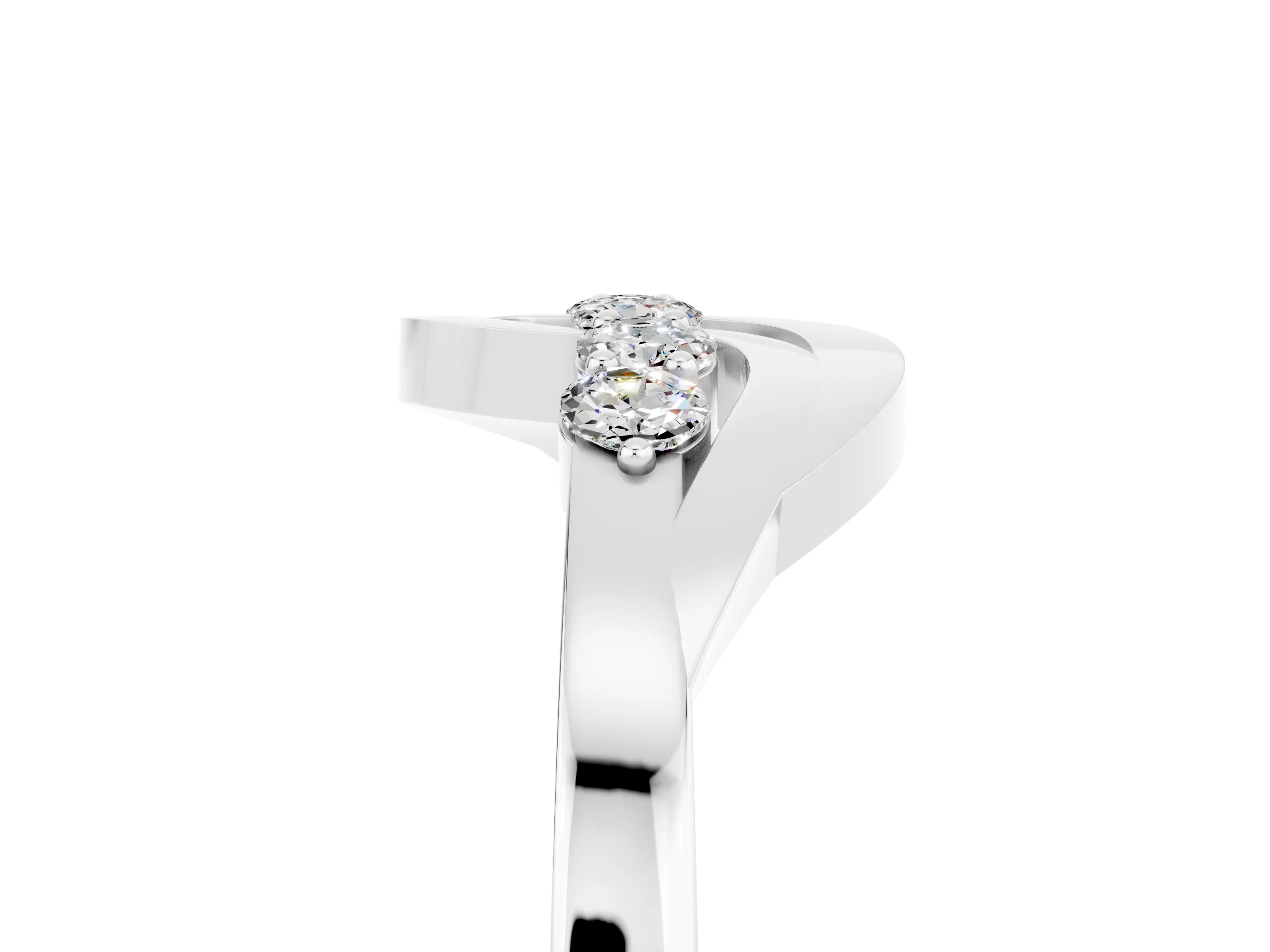 White gold Five-Stone Round Moissanite Crossover Band with Prong Setting_23