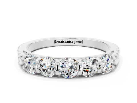 White gold Five-Stone Round Moissanite Prong-Set Band_18