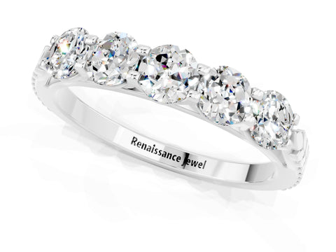 White gold Five-Stone Round Moissanite Prong-Set Band_19
