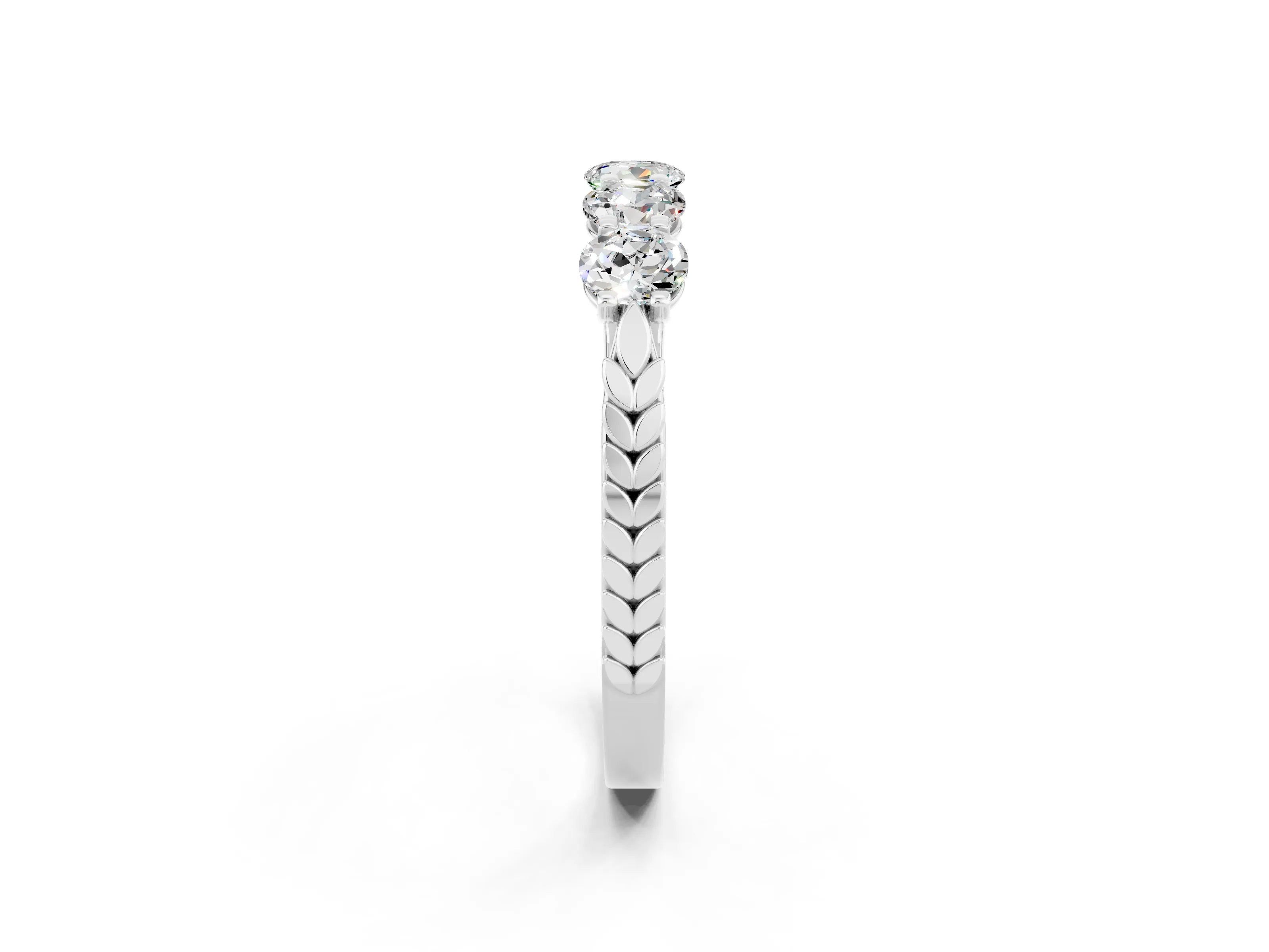 White gold Five-Stone Round Moissanite Prong-Set Band_20