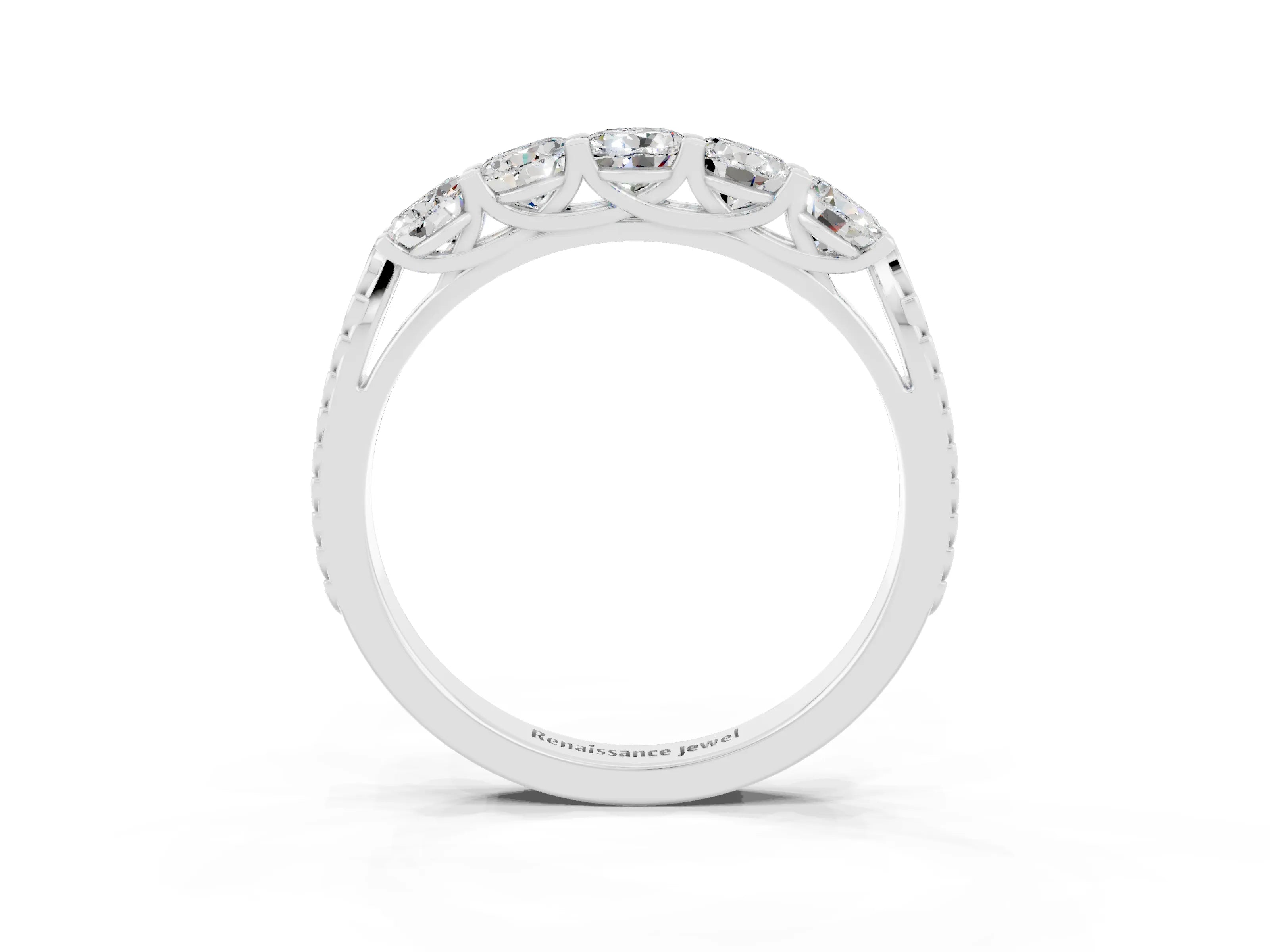 White gold Five-Stone Round Moissanite Prong-Set Band_21