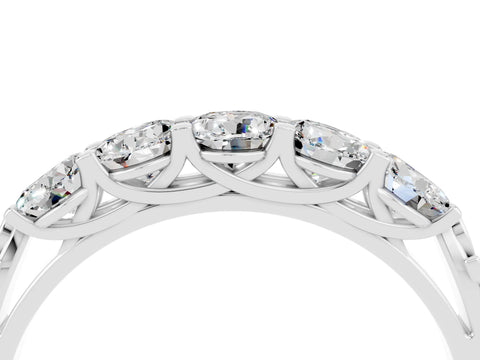White gold Five-Stone Round Moissanite Prong-Set Band_22