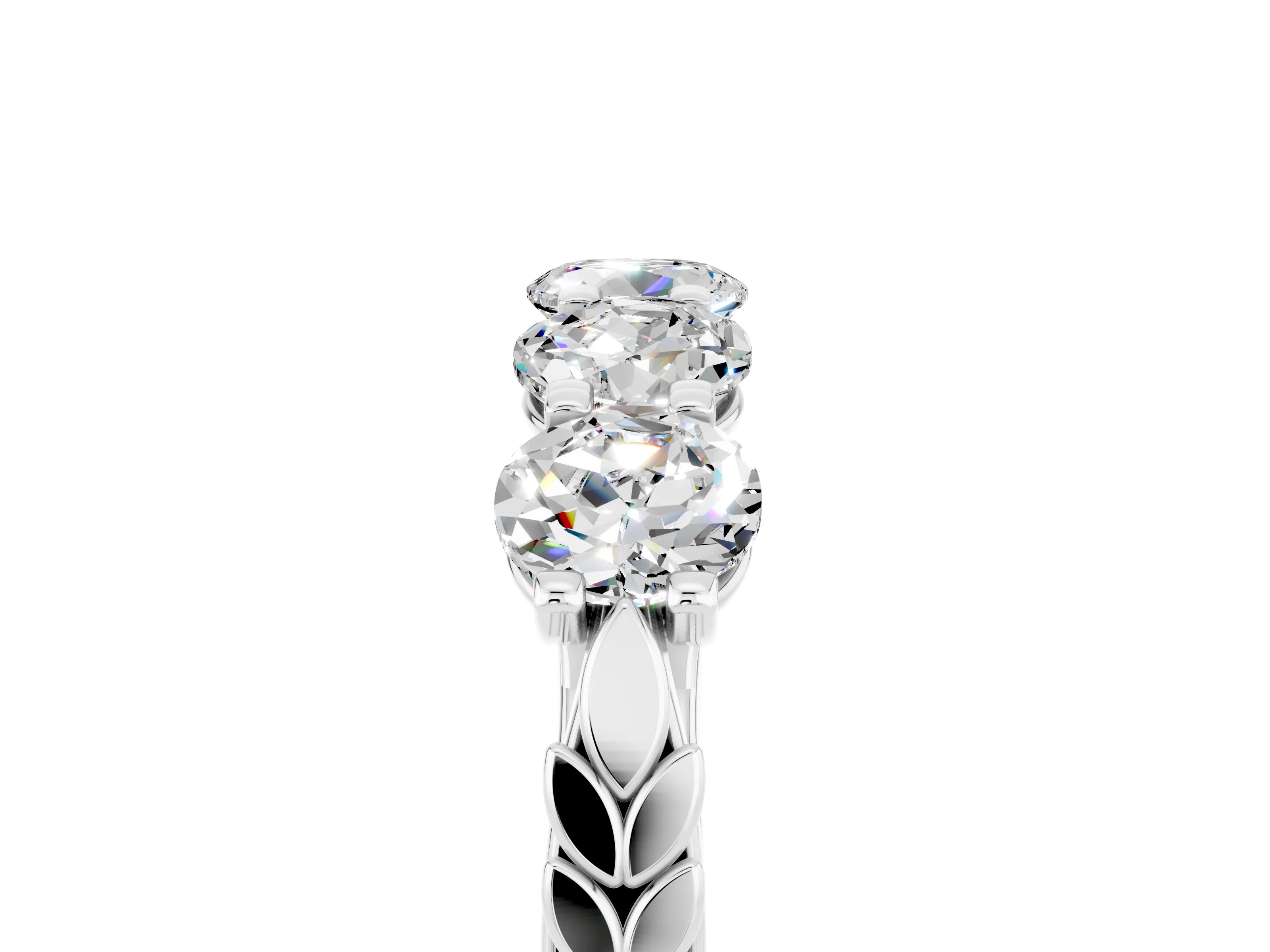 White gold Five-Stone Round Moissanite Prong-Set Band_23