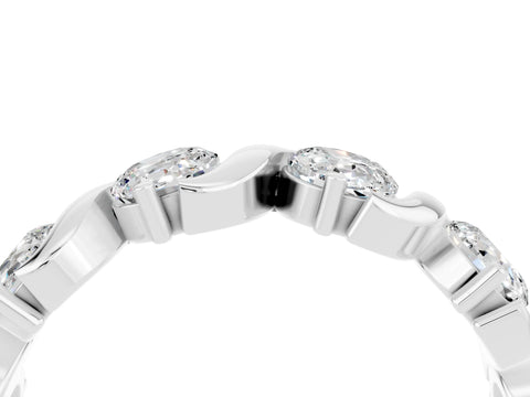 White gold Five-Stone Round Moissanite Wave Band with Shared Prong Setting_10