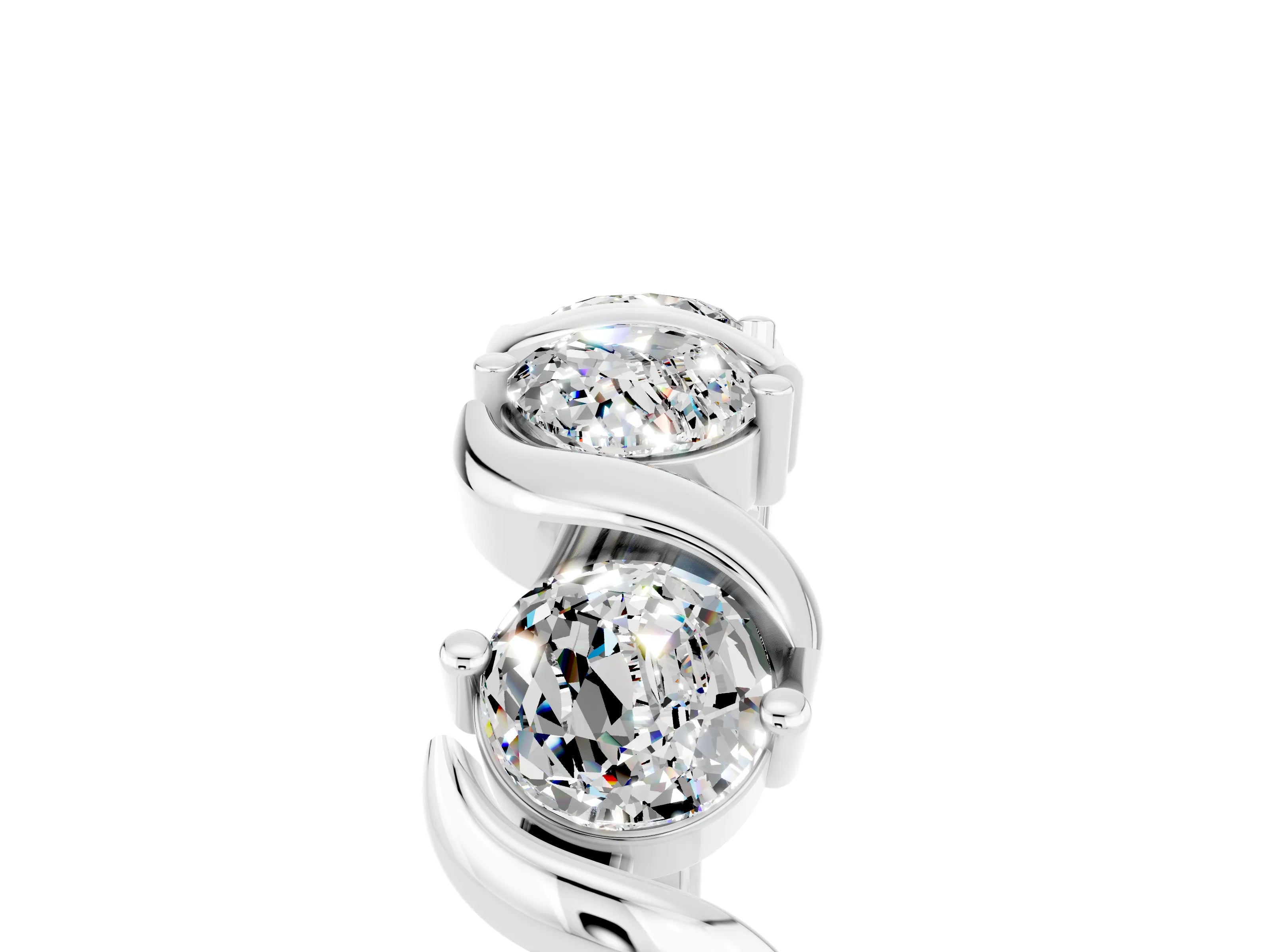 White gold Five-Stone Round Moissanite Wave Band with Shared Prong Setting_11