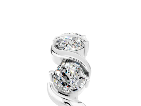 White gold Five-Stone Round Moissanite Wave Band with Shared Prong Setting_11