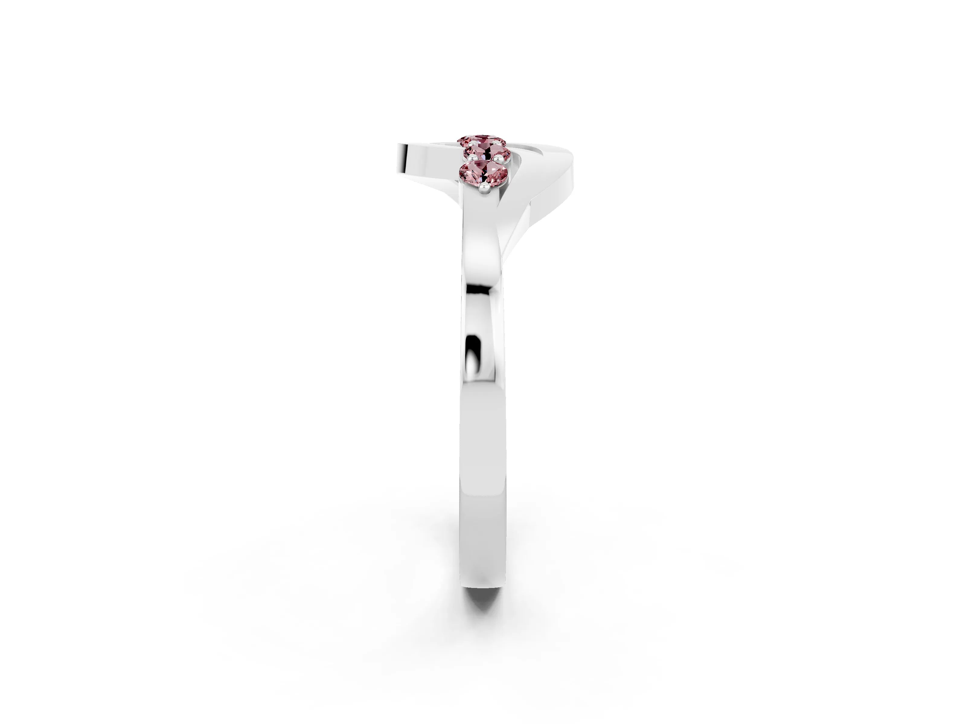 White gold Five-Stone Round Morganite Crossover Band with Prong Setting_20