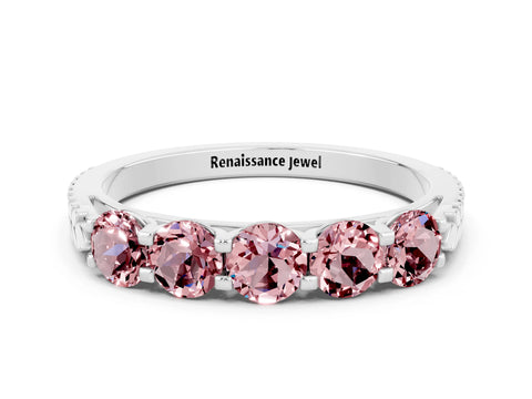White gold Five-Stone Round Morganite Prong-Set Band_18