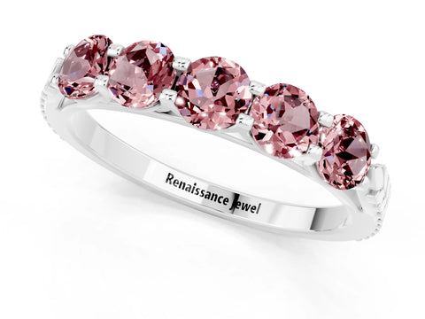 White gold Five-Stone Round Morganite Prong-Set Band_19
