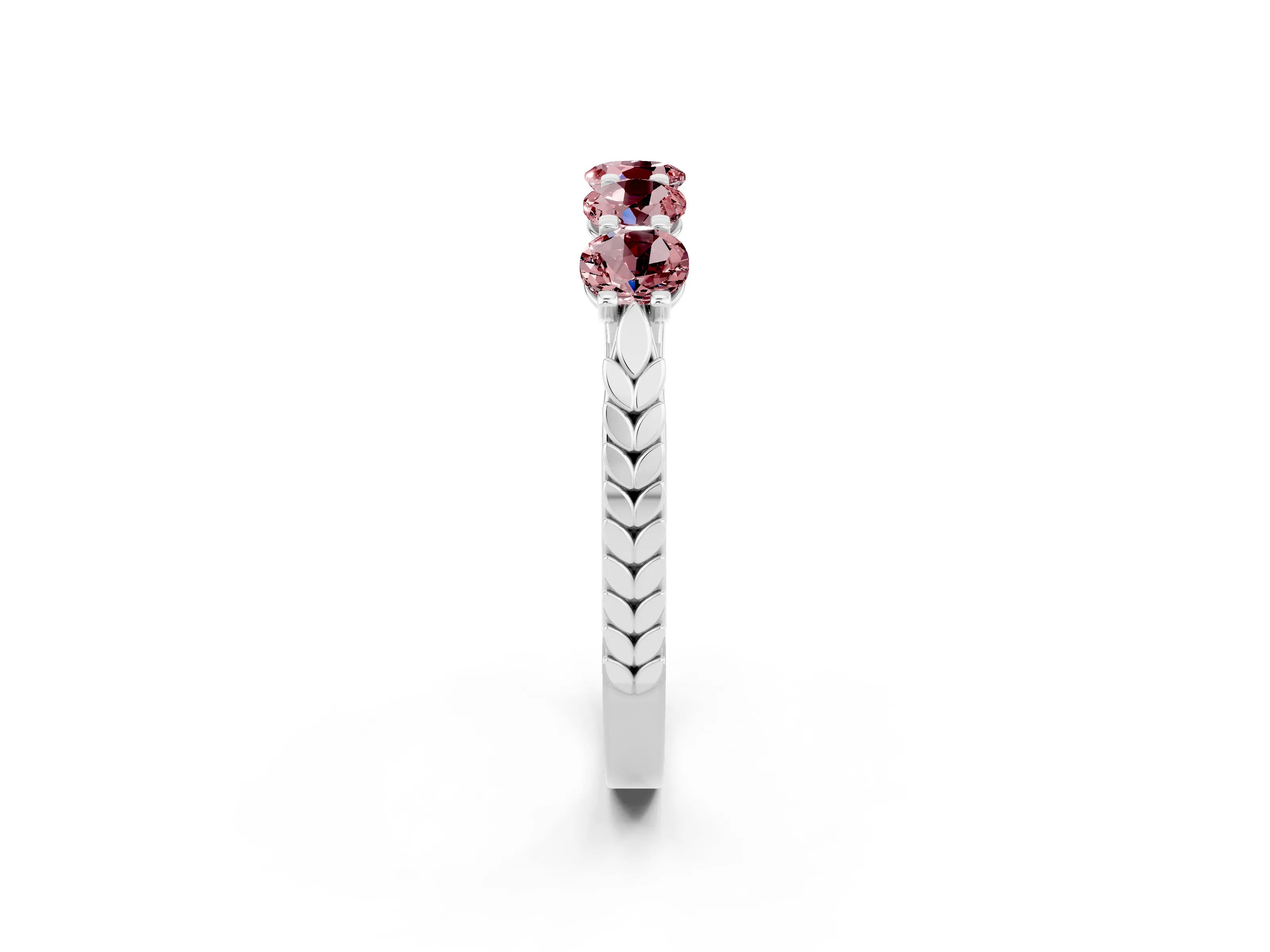 White gold Five-Stone Round Morganite Prong-Set Band_20