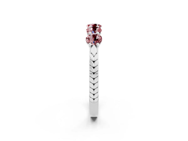 Silver Five-Stone Round Morganite Prong-Set Band