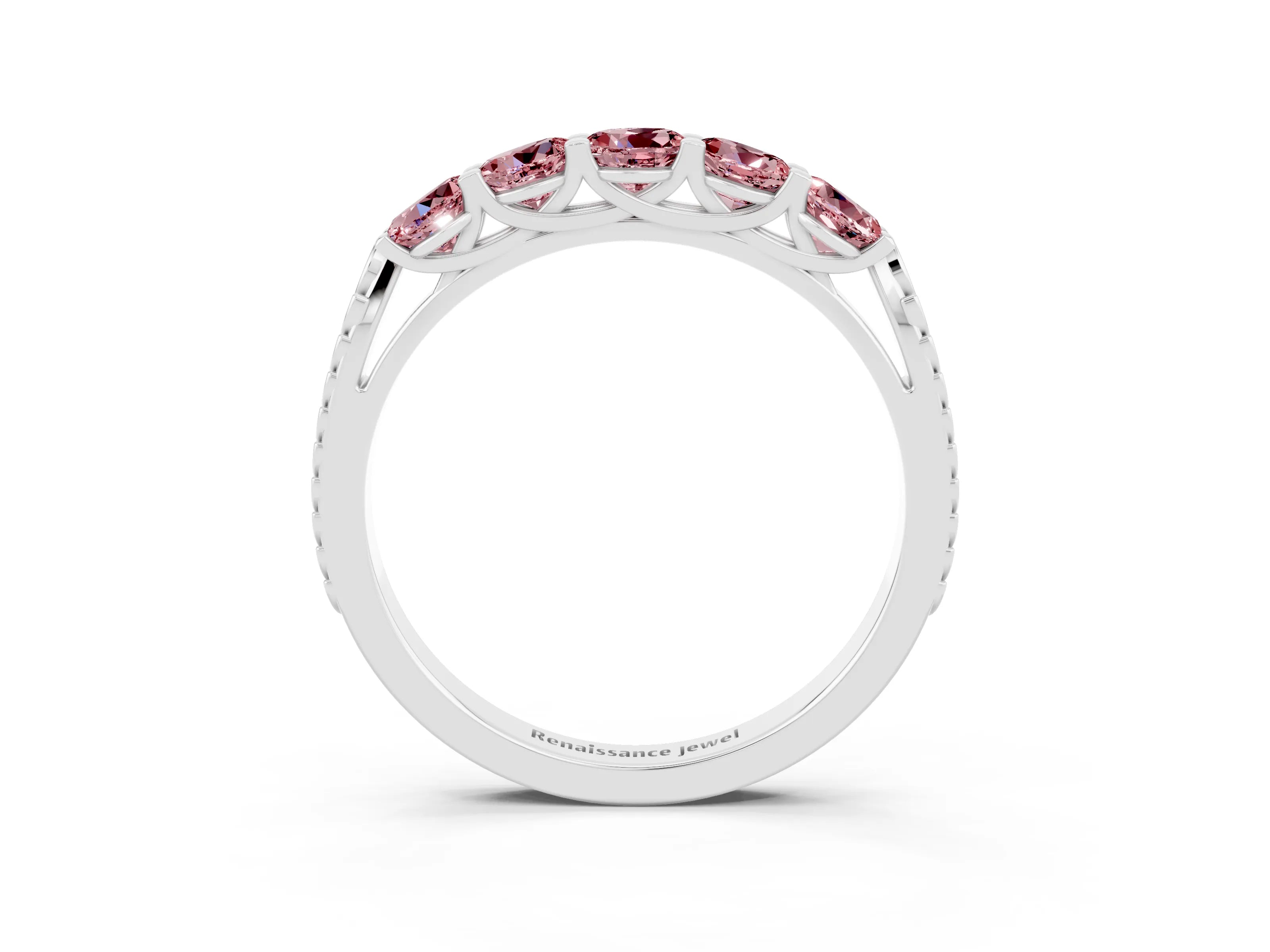 White gold Five-Stone Round Morganite Prong-Set Band_21