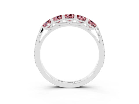 White gold Five-Stone Round Morganite Prong-Set Band_21