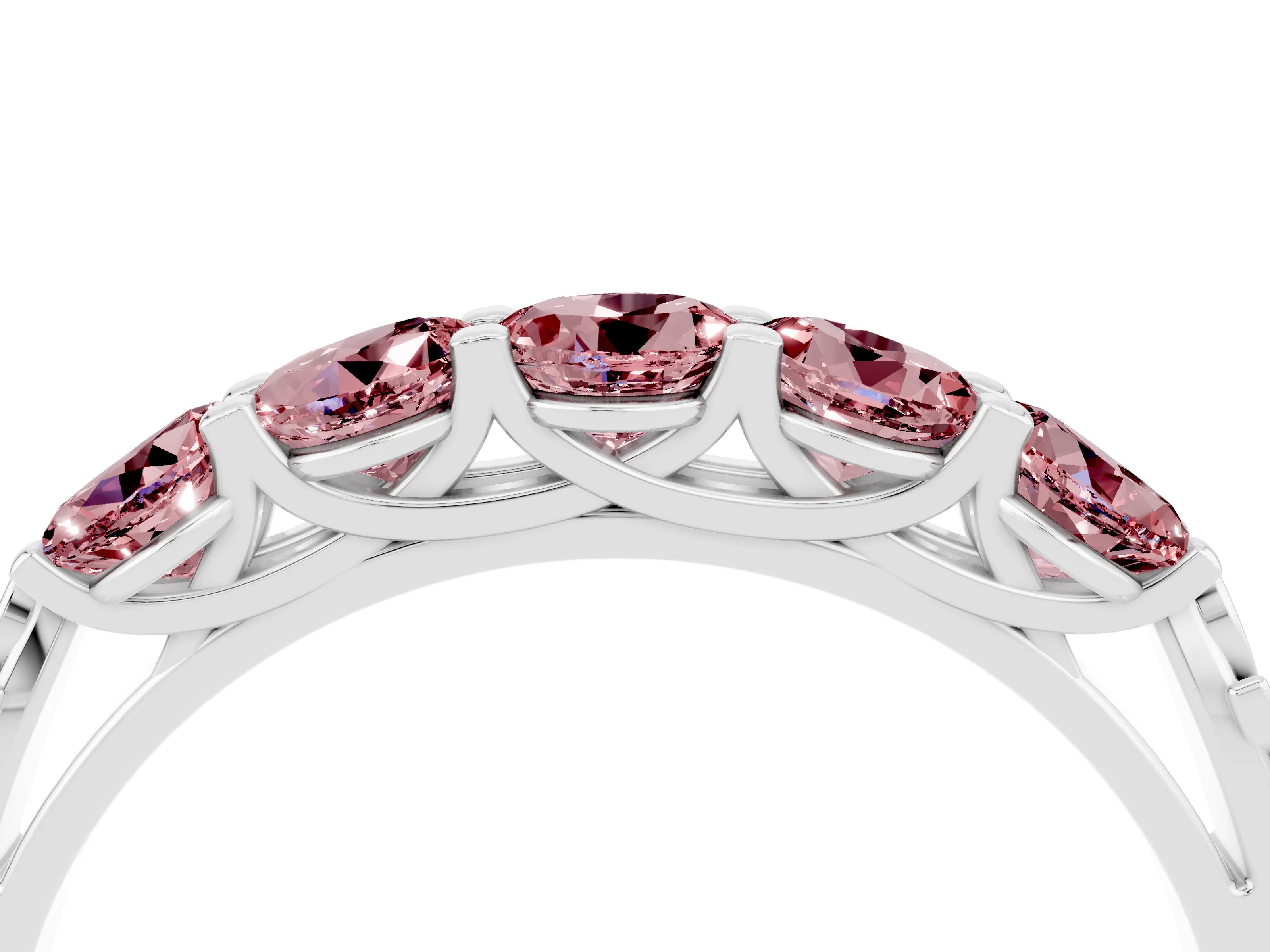 White gold Five-Stone Round Morganite Prong-Set Band_22