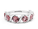 White gold Five-Stone Round Morganite Wave Band with Shared Prong Setting_6