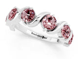 White gold Five-Stone Round Morganite Wave Band with Shared Prong Setting_7