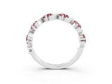 White gold Five-Stone Round Morganite Wave Band with Shared Prong Setting_9